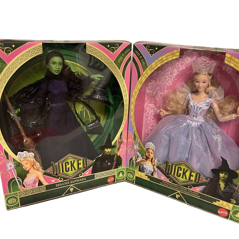 Mattel - Wicked Enchanting Glinda Upland Doll Set-Wicked Deluxe Elphaba - NIP